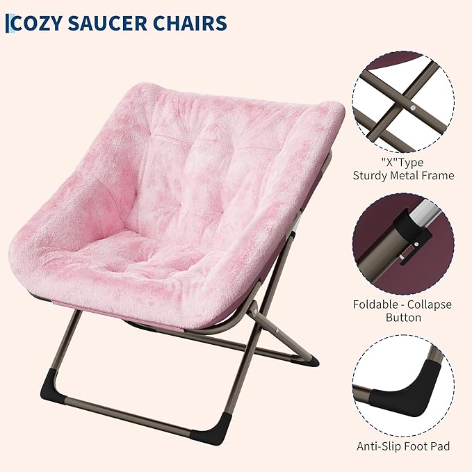 Comfy Chair for Adults, Foldable Living Room Chairs, Soft Faux Fur Folding - Image 6