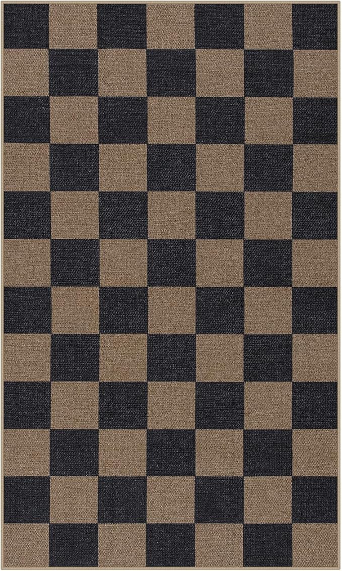 Lahome Checkered Easy Jute 3x5 Rug, Washable Rugs - Image 7