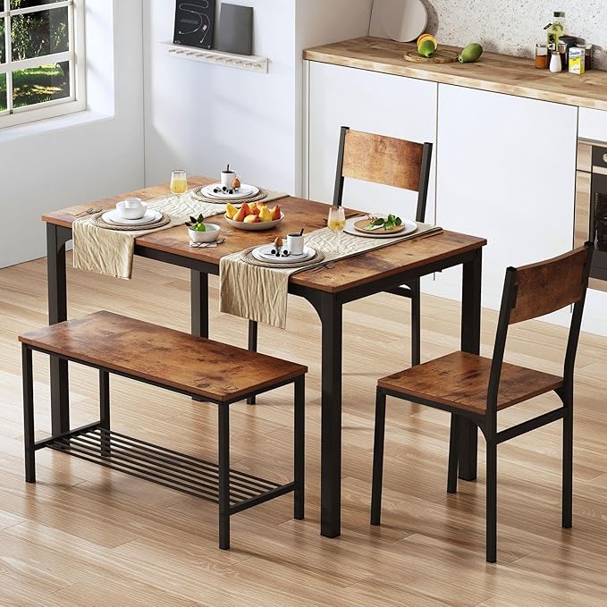 4-Piece Dining Table Set with Bench - Image 2