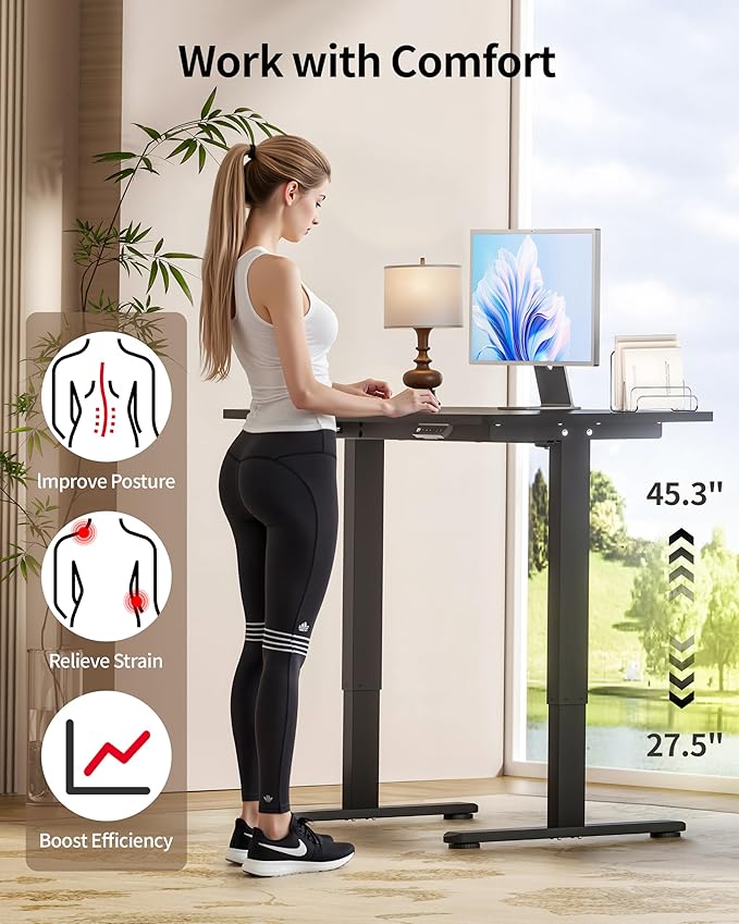 Okin Standing Desk Electric Adjustable Computer Whole Piece Stand up Desk - Image 6