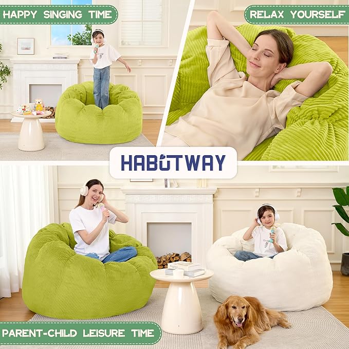 HABUTWAY Giant Bean Bag Chair for Adults/Kids/Teens, Pumpkin Bean Bag Couch - Image 6
