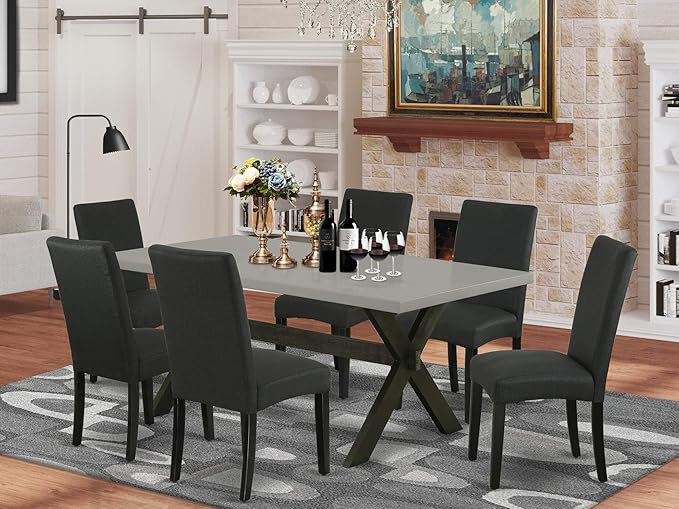 East West Furniture X697DR124-7 7 Piece Dinette Set Consist of a Rectangle by EastWestFurniture
