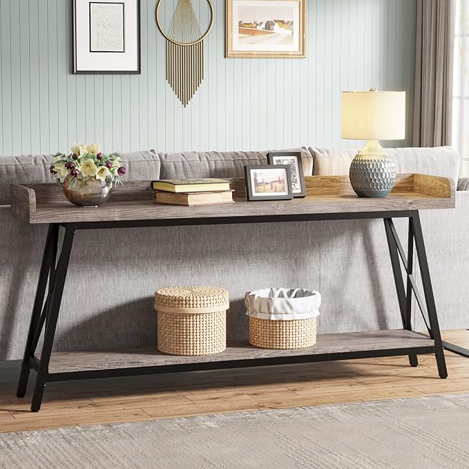 Tribesigns 70.9 inch Extra Long Console Table Behind Couch, Rustic Industrial - Image 8