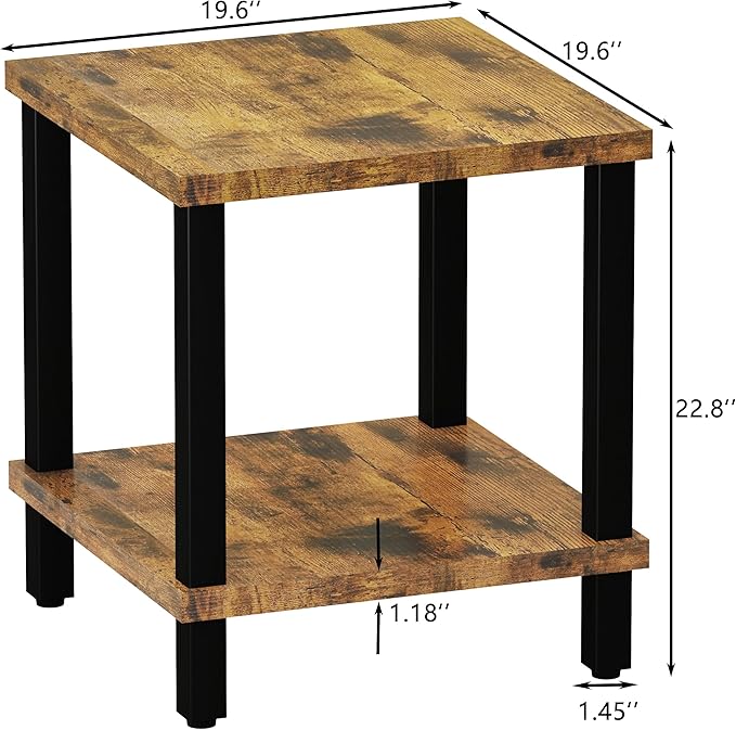 Large End Table Square Side Table Modern Sofa Table 20 Inch Industrial Coffee - Image 3