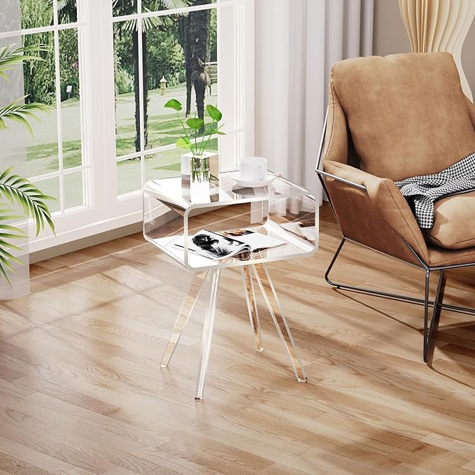 Acrylic Side Table, Acrylic Nightstand Bedside Table - Image 5
