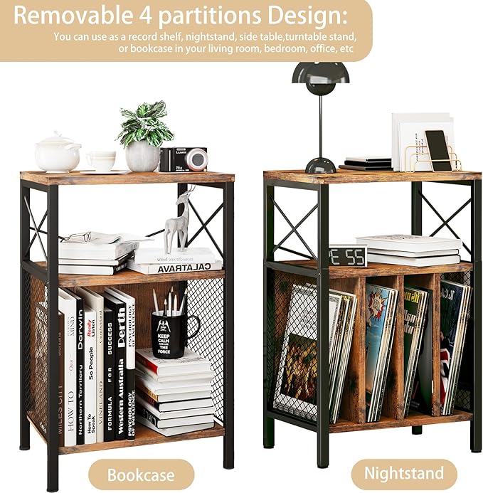 3-Tier Record Player Stand, Vinyl Record Storage Turntables - Image 3