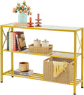 Hoctieon Gold Console Table, 3 Tier Entryway Table, Hallway Table, Narrow Sofa by Hoctieon