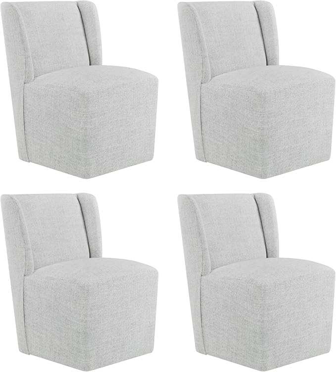 Upholstered Dining Chair with Casters Wingback Modern Side Armless Deskchair by Kislot