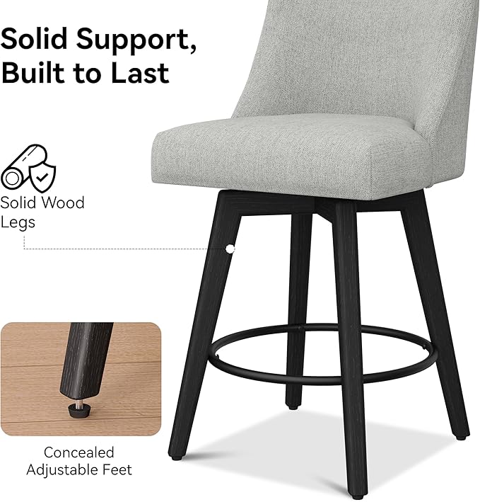 Counter Height Bar Stools Set of 2, Modern Swivel Barstools - Image 5