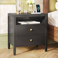 Huuger Nightstand with Charging Station, Bed Side Table by Huuger