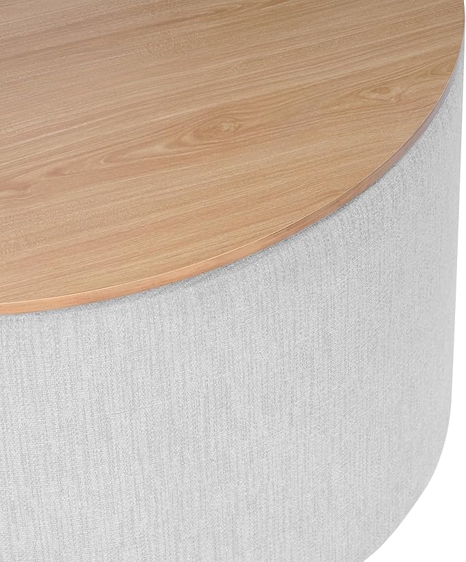 HomePop Storage Ottoman with Wood Grain Top - Image 6