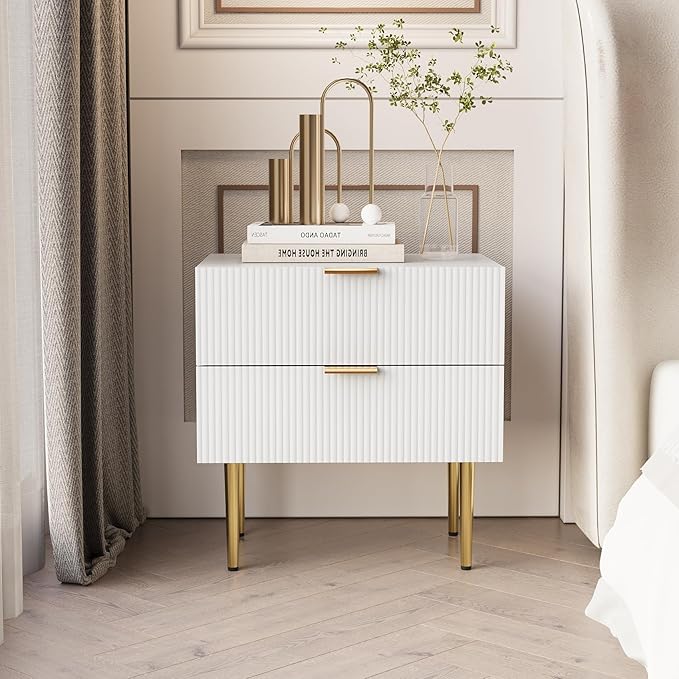 White Nightstand for Bedroom, Fluted Night Stand, End Table for Living Room - Image 7