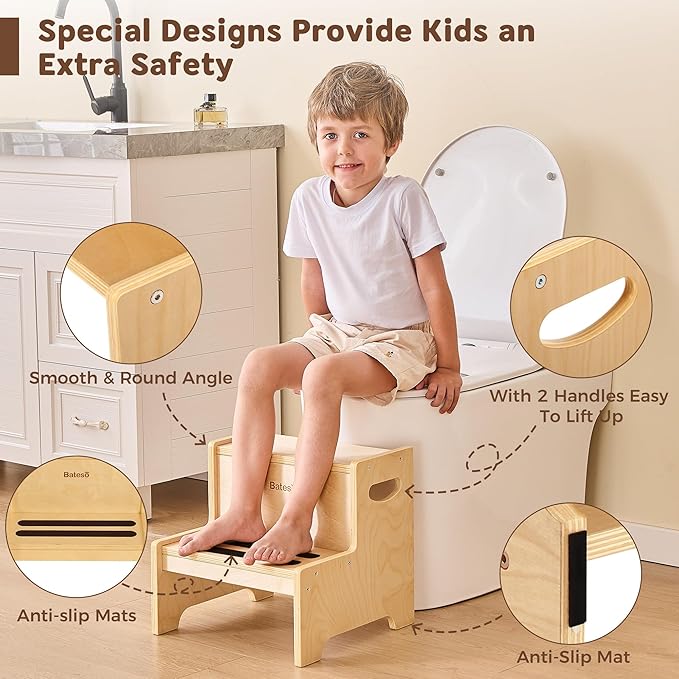 Step Stool for Kids, Wooden Toddler Step Stool - Image 3