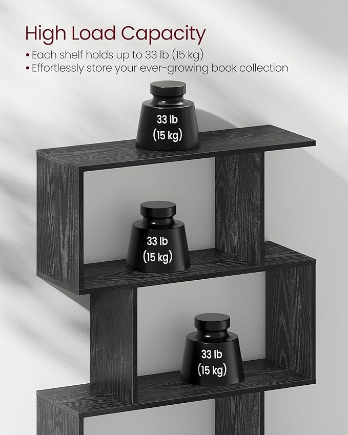 VASAGLE Bookshelf, 5-Tier Bookcase, Tall Display Shelf, Freestanding Storage - Image 7