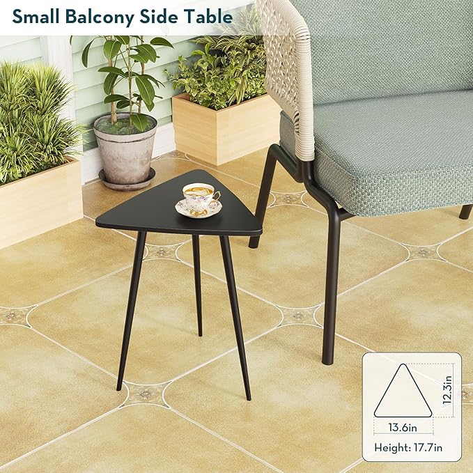 SAYGOER Small Black Side Table, Triangle End Table, Modern Narrow Bedside Table - Image 7