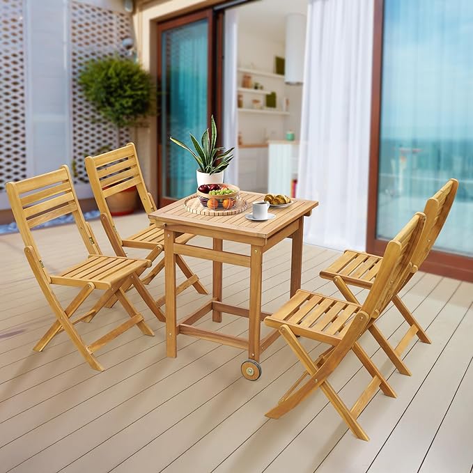 Tranquillo Anya Acacia Wood Folding Chairs Set of 2 – 400lbs Capacity, No - Image 7