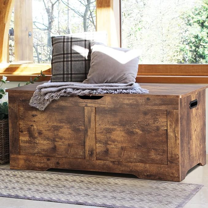 39.4" Storage Chest, Wooden Storage Bench, Lift Top Toy Chest - Image 8
