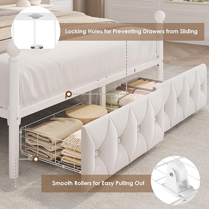Queen Upholstered Canopy Bed Frame - Image 7