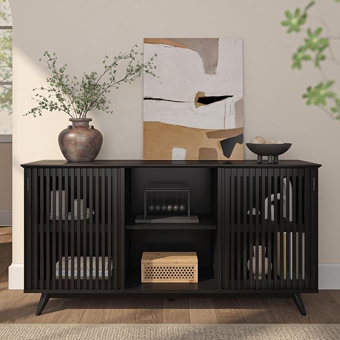 Plank+Beam Mid-Century Modern Wood TV Stand, Solid Wood Entertainment Console - Image 10