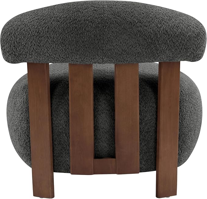 Christopher Knight Home Elvina Boucle Fabric Accent Chair, Solid Wood Single - Image 8