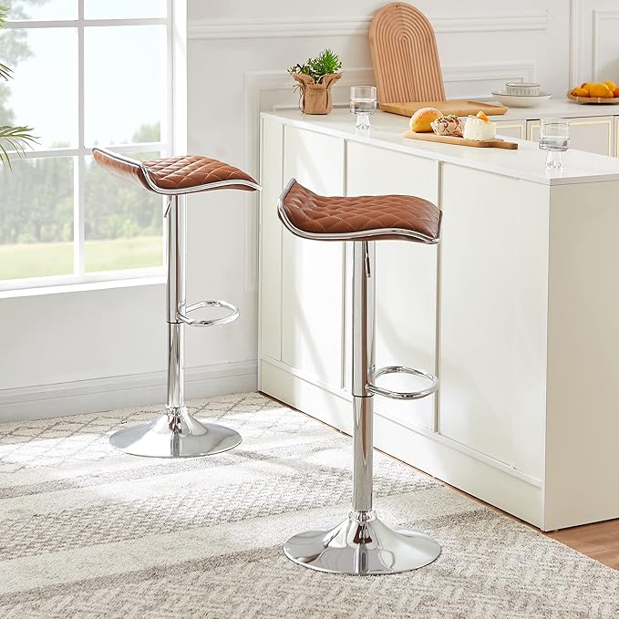 VECELO Bar Stools Set of 4, Adjustable Bar Stools, Bar Height Stools - Image 2