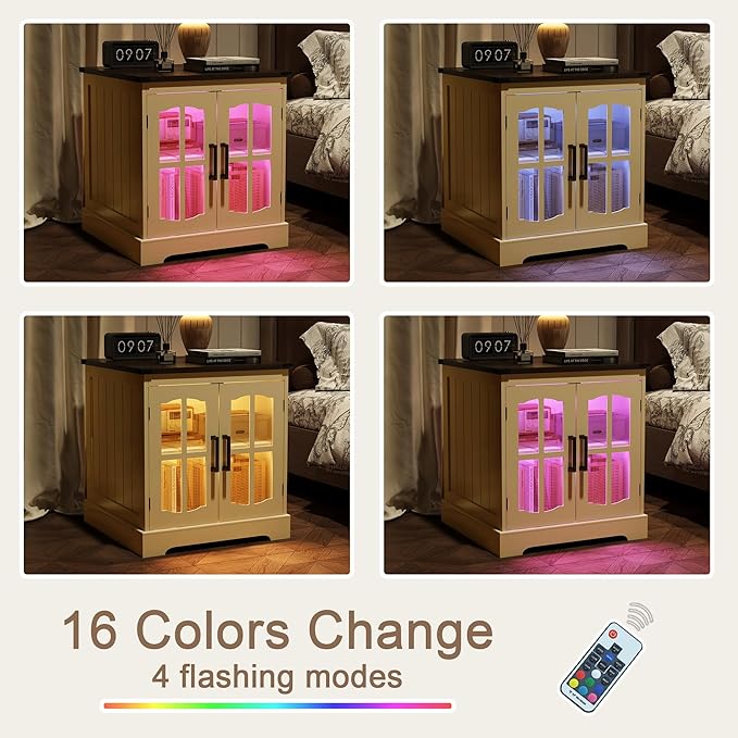 ChooChoo Farmhouse End Table Set of 2, Nightstand - Image 6