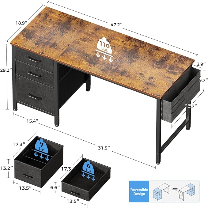Casaottima 40" Small Computer Home Office Desk - Image 3