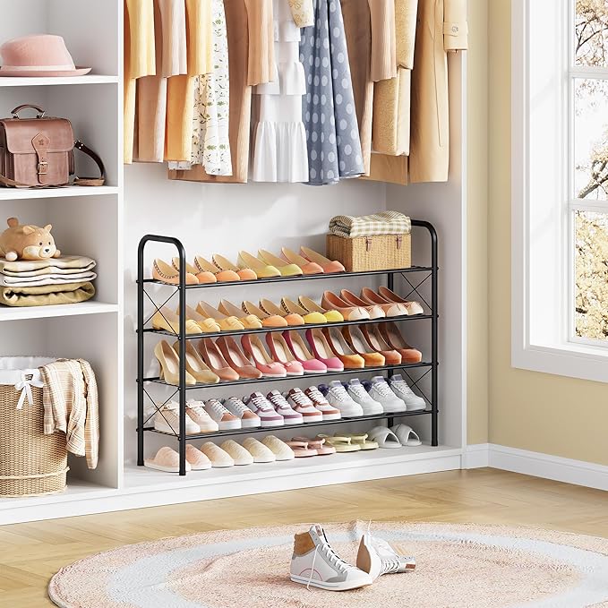 Hoctieon 4 Tier Mesh Style Shoe Rack, Entryway Shoe Shelf, Shoe Storage - Image 6