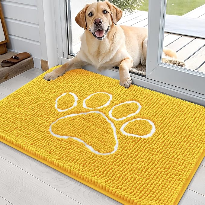 OLANLY Door Mat for Muddy Dog Paws 36x24, Ultra Absorbent Chenille Mud Doormat by OLANLY