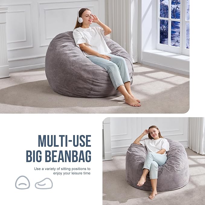 Hobestluk 3ft Bean Bag Chairs for Adults Large Beanbag Chair - Image 5