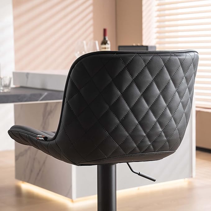 YOUNUOKE Black Bar Stools Set of 2 Adjustable Counter Height Stools Modern - Image 3