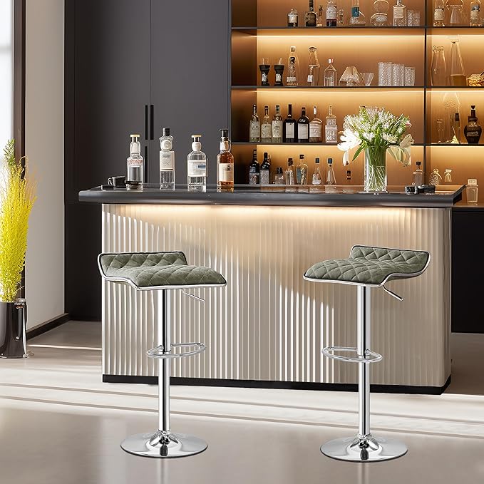 VECELO Bar Stools Set of 4, Adjustable Bar Stools, Bar Height Stools - Image 2