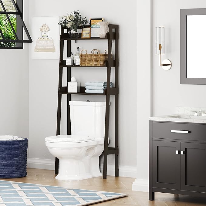 UTEX Over The Toilet Storage, 3-Tier Bathroom Shelves Over Toilet, Behind - Image 4