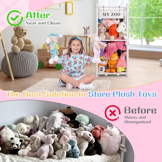 Stuffed Animal Storage Zoo, Wooden Stuffed Animal Organizer - Image 4