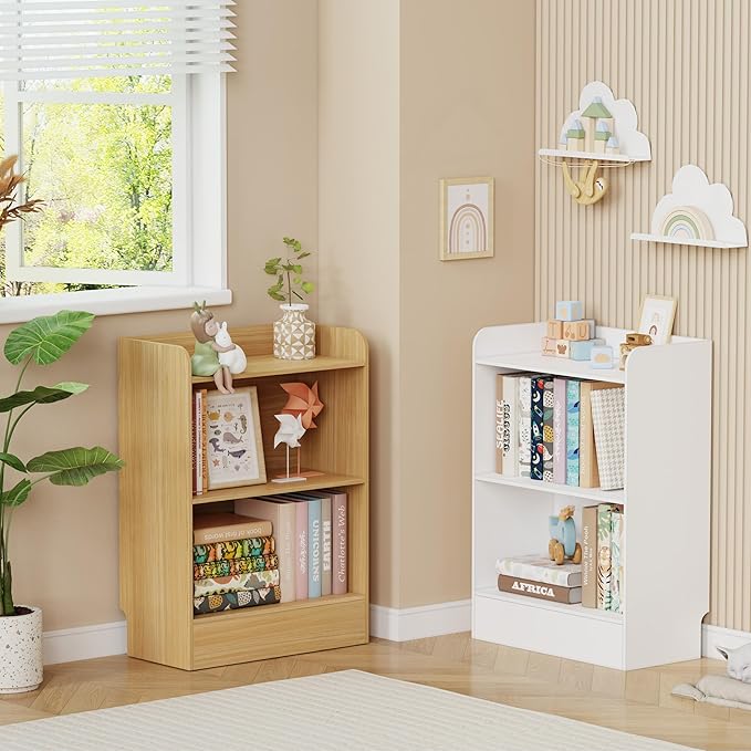 Lkeiyay Kids Bookshelf and Toy Storage Organizer, 3-Tier Wood Montessori Shelf - Image 6