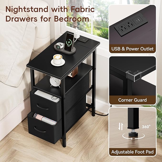 Vagusicc Set of 2 Black Nightstand - Image 6