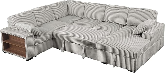 Eafurn Oversized U Shaped Convertible Sleeper Sectional Sofa w/Pull Out Couch - Image 6