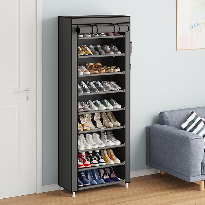 Calmootey 9 Tier Shoe Rack Organizer, Portable Shoe Shelf - Image 8