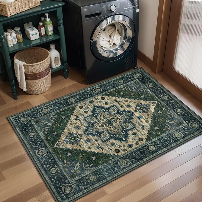 Tangsoo 2x3 Rugs for Entryway, Vintage Washable Non Slip Small Area Rug - Image 2
