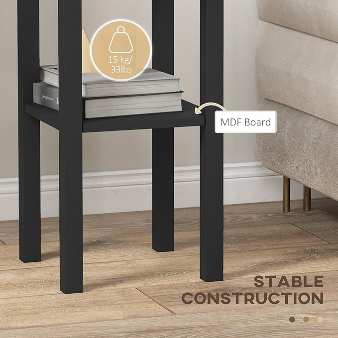 HOMCOM 2-Tier Side Table with Drawer, Narrow End Table with Bottom Shelf - Image 5