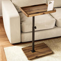 HOLANA Acacia Wood Adjustable C-Shaped Couch Table – 360° Swivel Side Table by HOLANA