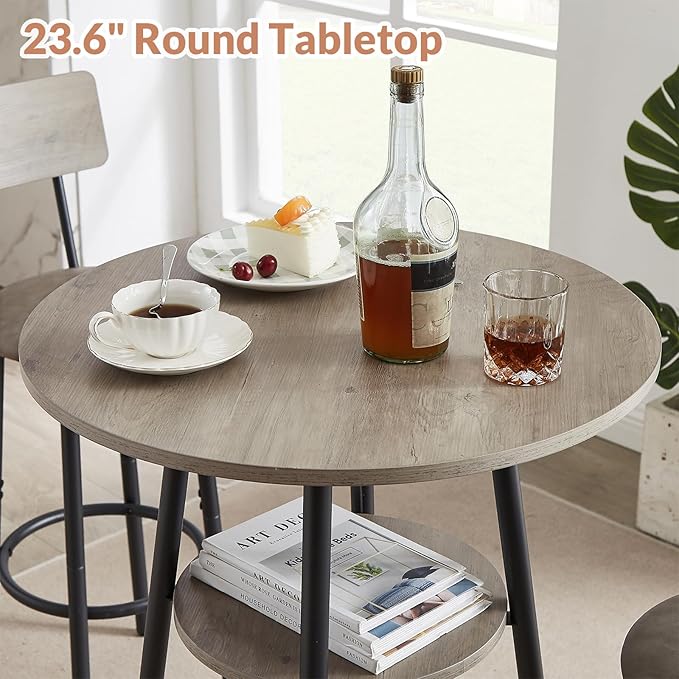 3 Pieces Round Bar Table Set, Small Dining Table - Image 6