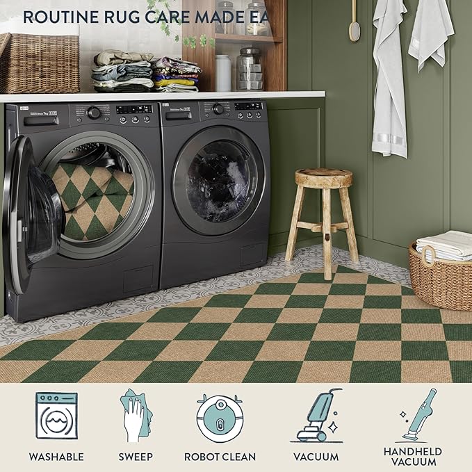 Lahome Checkered Washable Rugs 8x10, Easy Jute Rug - Image 5