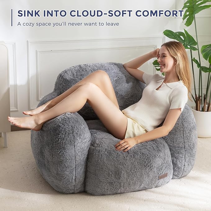 MAXYOYO Bean Bag Chair, Comfy Pebble Shaped Single Bean Bag Sofa - Image 9