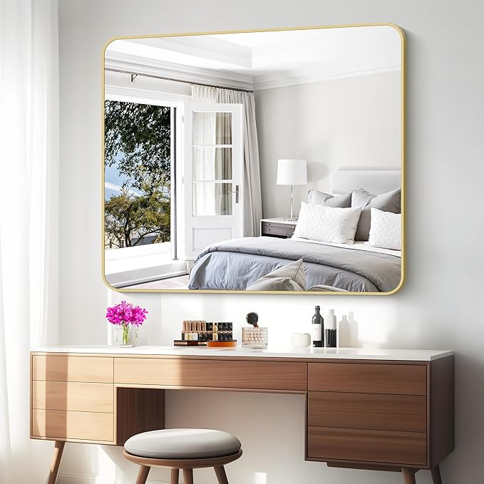 BONEWEI Gold Bathroom Mirror, 40x48 inch Wall Mirror - Image 8