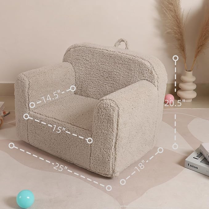 Kids Snuggly-Soft Sherpa Chair, Cuddly Toddler Foam Chair - Image 3