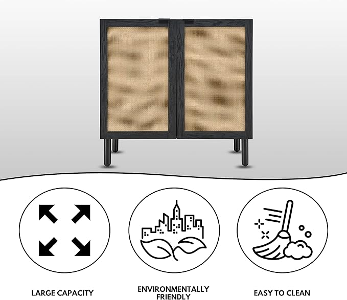 Sango Orre 2-Door Cabinet, Modern Black Storage Cabinet - Image 7