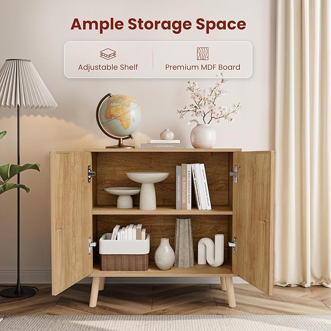 Pamapic Fluted Storage Cabinet, Sideboard Buffet Cabinet - Image 5