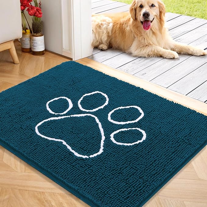 OLANLY Door Mat for Muddy Dog Paws 40x32, Absorbent Chenille Mud Doormat by OLANLY