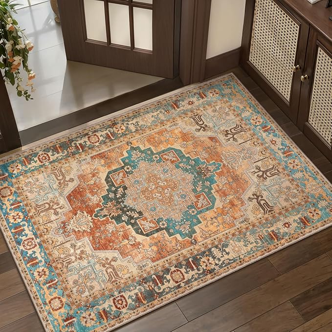 Tangsoo 2x3 Small Rug for Entryway, Washable Rugs Vintage Non Slip Small Area by Tangsoo